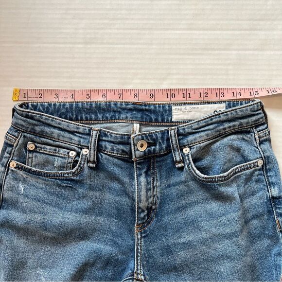 Rag & Bone Dre Low Rise Slim Boyfriend Jeans Distressed Blue River | Size 26 - Picture 9 of 10